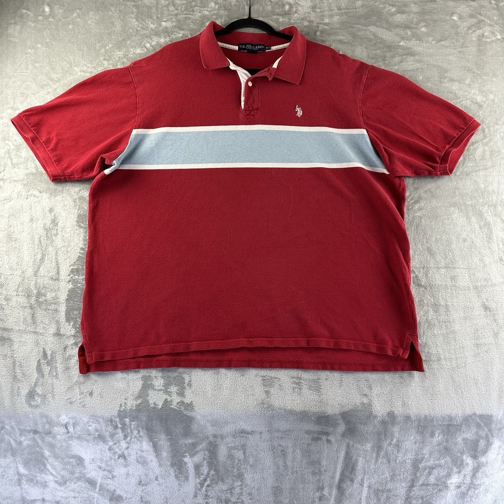 US Polo Assn Shirt Men's 3XLT Red w/ Blue White Stripe